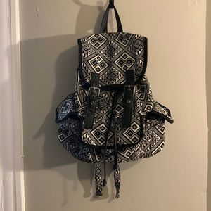Mudd Aztec Print Black and White Backpack